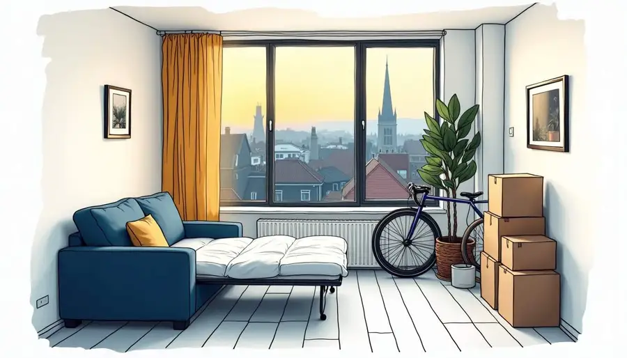 Das Bild zeigt ein illustriertes Foto einer Übergangswohnung in Hamburg